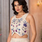 Juniper Women's Natural Thread Embroidered Cotton Top & Palazzo Co-Ord Set With Button Closure - Swadesiicart