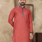 Anaita Peach Linen Silk Straight Kurta