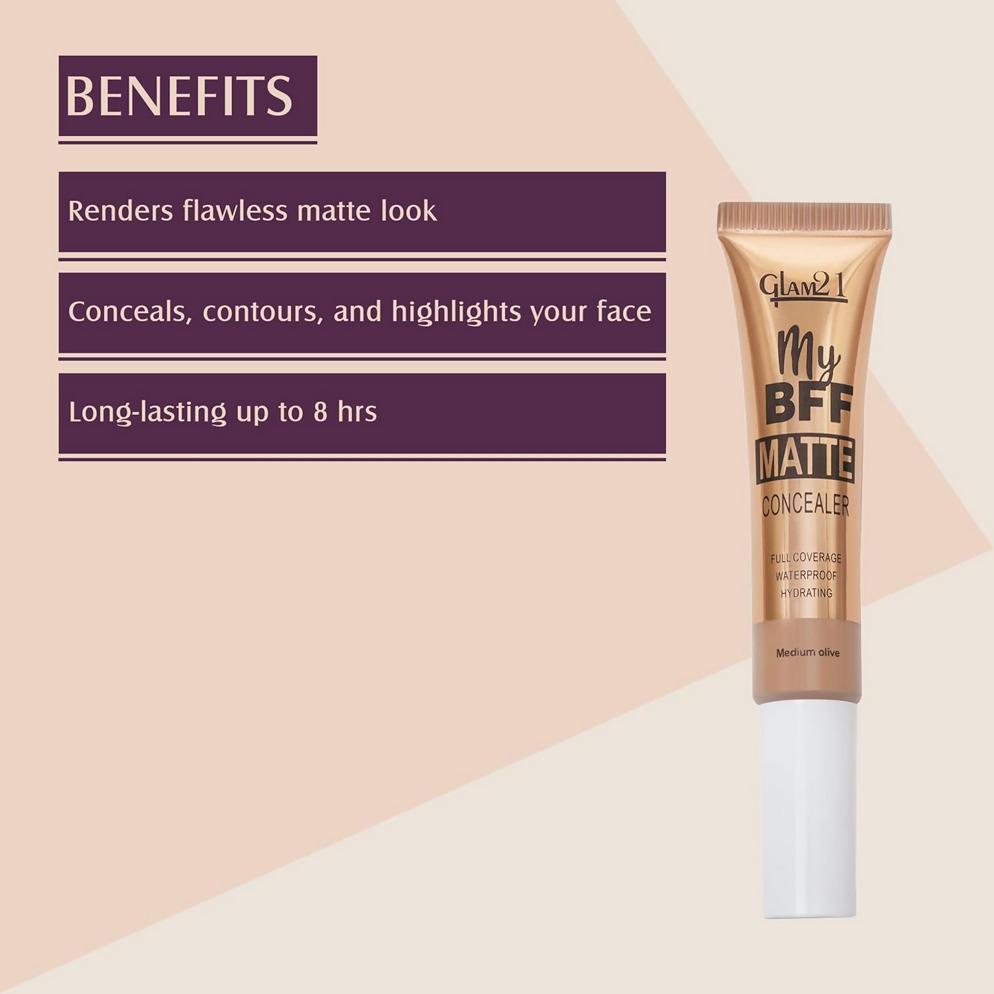Glam21 My BFF Matte Liquid Concealer For All Skin Tone Matte Finish - Medium Olive - Swadesiicart
