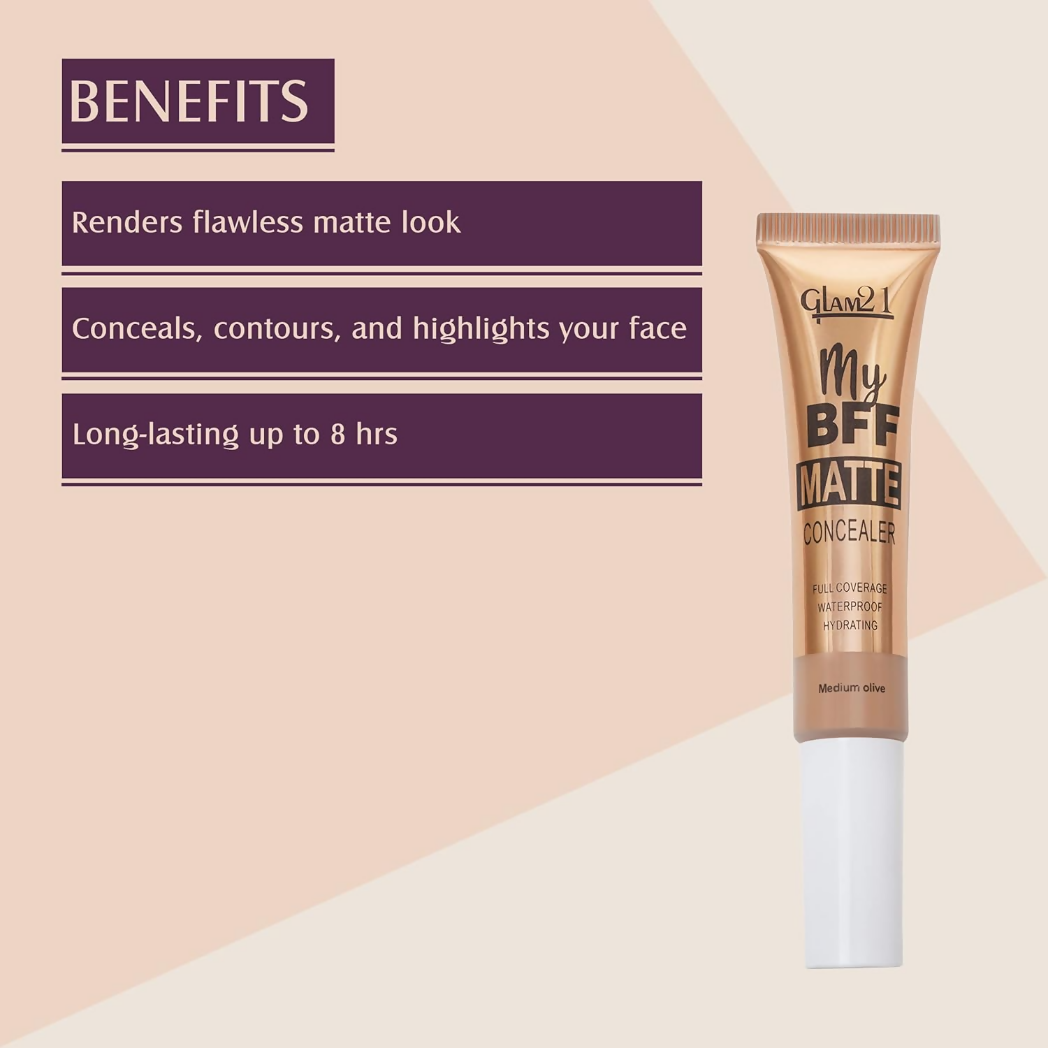 Glam21 My BFF Matte Liquid Concealer For All Skin Tone Matte Finish - Medium Olive - Swadesiicart