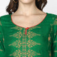 Cheera Hand Block Print Bottle Green Straight Kurta (MAAI-065K)