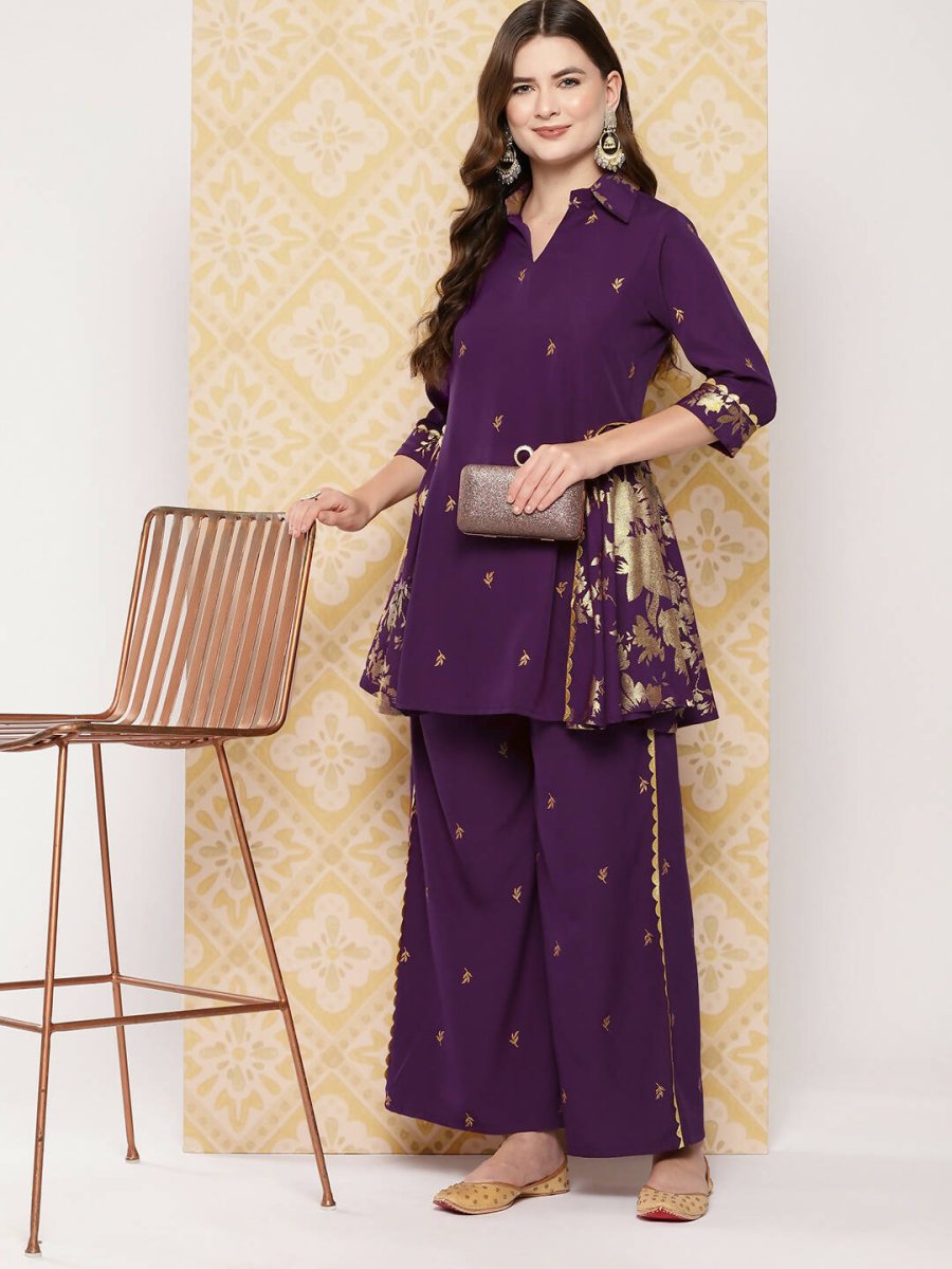 Ahalyaa Women's Traditional Wear Co-ods - Burgundy | Swadesiicart