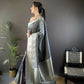 Joban Fashion Grey Small Butti Banarasi Silk Sarees | Swadesiicart