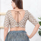 Joban Fashion Grey Jacquard Elbow Sleeveless Back Open Blouse - Swadesiicart
