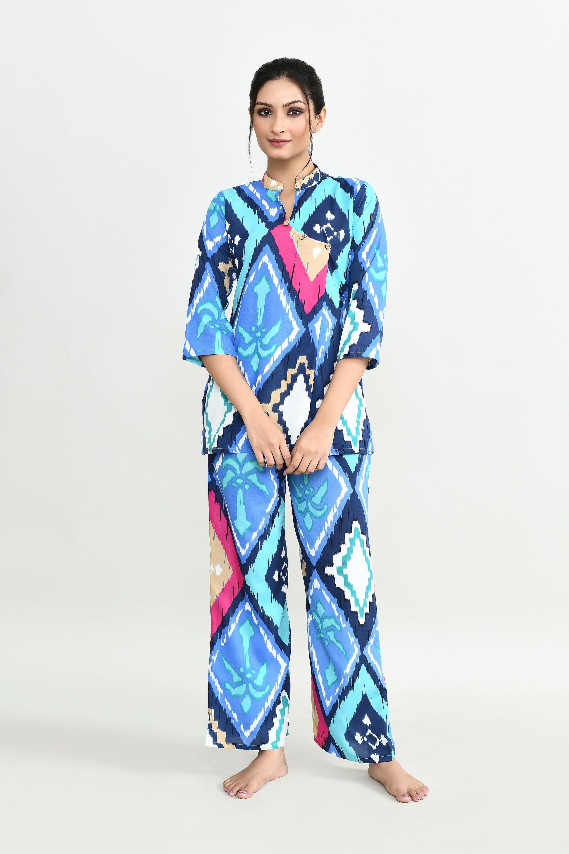 Joban Fashion Beautiful Blue Cotton Cod Set - Swadesiicart