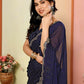 Aafreen Partywear Designer Nevy Blue White Rangoli Fancy Saree