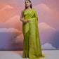 Vishnu Weaves Women's Mahendi Handloom Raw Silk Woven Border Saree with Blouse - Swadesiicart