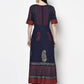 Aniyah Rayon Navy Blue Color Block Print Anarkali kurta (AN-177K)