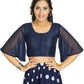 Aastha Fashion Women's Women's Navy Blue Art Silk Umbrella Sleeves Readymade Blouse