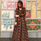 Jyoti Fashion Women's Coffee Heavy Digital Printed Cotton Silk Anarkali Dress | Swadesiicart
