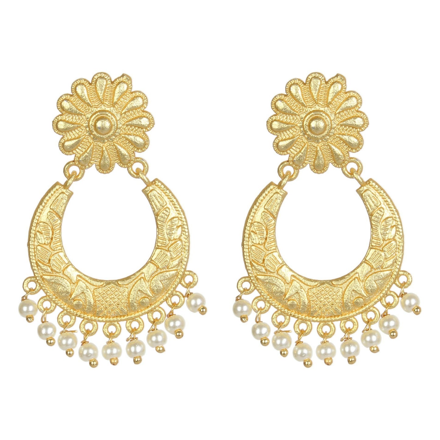 Joban Fashion Women Matte Gold Brass Earrings | Swadesiicart