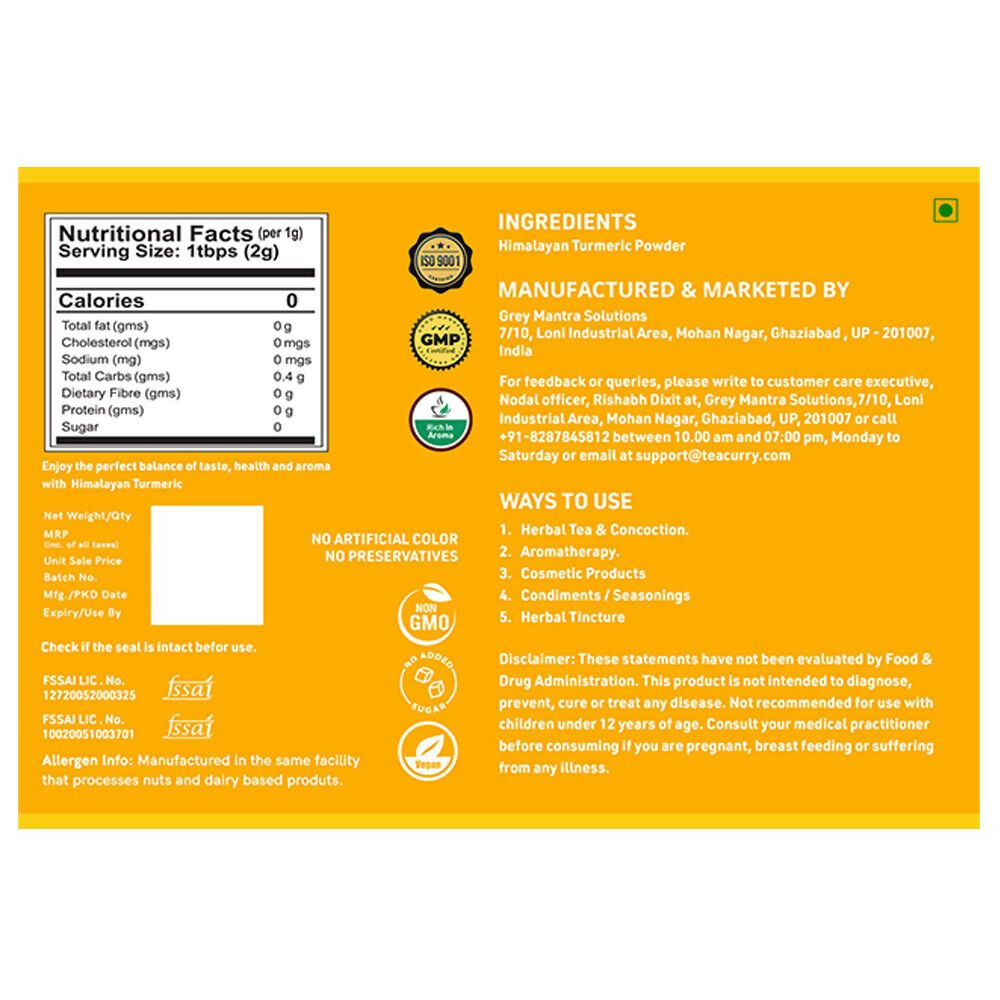 Teacurry Himalayan Turmeric Powder (Wild Turmeric) - Swadesiicart