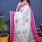 Jyoti Fashion Women's Magenta Linen Silk Digital Print with Jacquard Woven Border Saree with Blouse | Swadesiicart