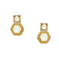 square kundan earrings with hexagon drop - Ruby Raang | Swadesiicart
