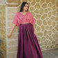 Jyoti Fashion Women's Wine Printed with Sequins Chinon Anarkali Dress | Swadesiicart