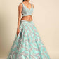 House of Panchhi Turquoise Blue Organza Sequins & Zarkan embroidery Lehenga choli & Dupatta | Swadesiicart