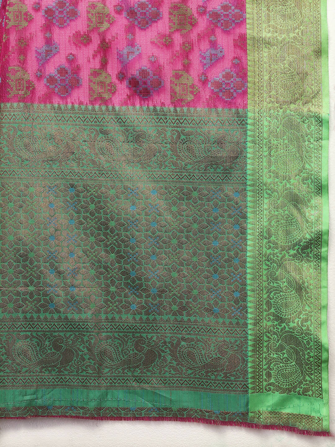 Lorenvalley Fashion Pink Cotton Woven Design Zari Meenakari Weaving Saree - Swadesiicart