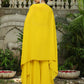 Janasya Yellow Georgette Sequined Top Bottom Cape | Swadesiicart