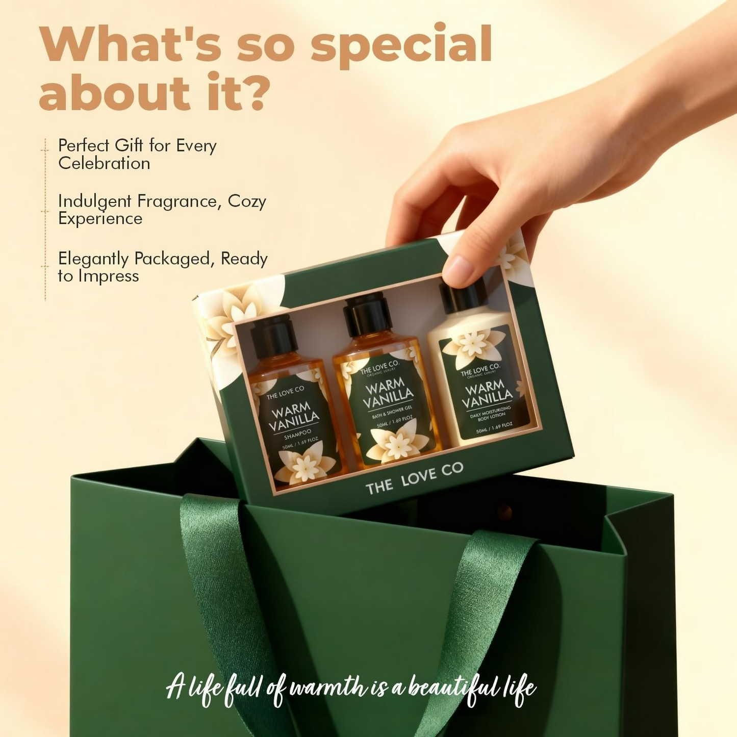 The Love Co. Warm Vanilla Bath & Body Gift Set - Swadesiicart