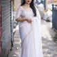 White Organza Thread Saree with Unstitched Blouse - Hiral Fashion | Swadesiicart