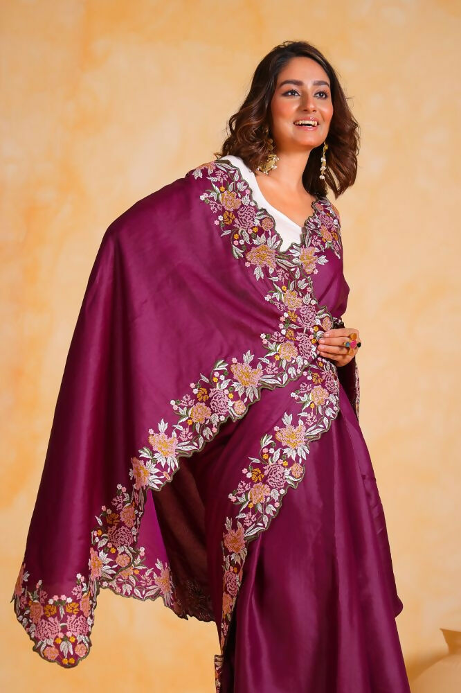 Vamsee Sundha Purple Tussar Silk Saree - Swadesiicart