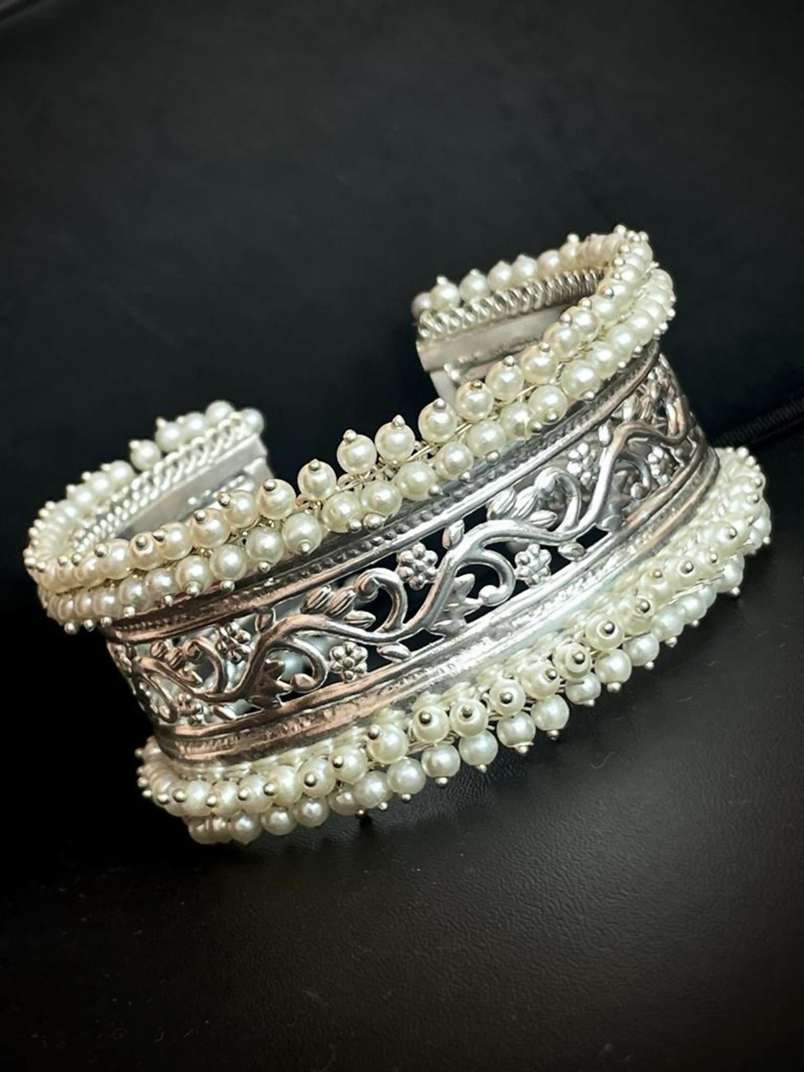 Joban Fashion White Brass White Silver Replica Adjustable Kada | Swadesiicart