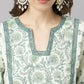 FIORRA Women's Sea Green Cotton A-Line Kurta Set - Swadesiicart