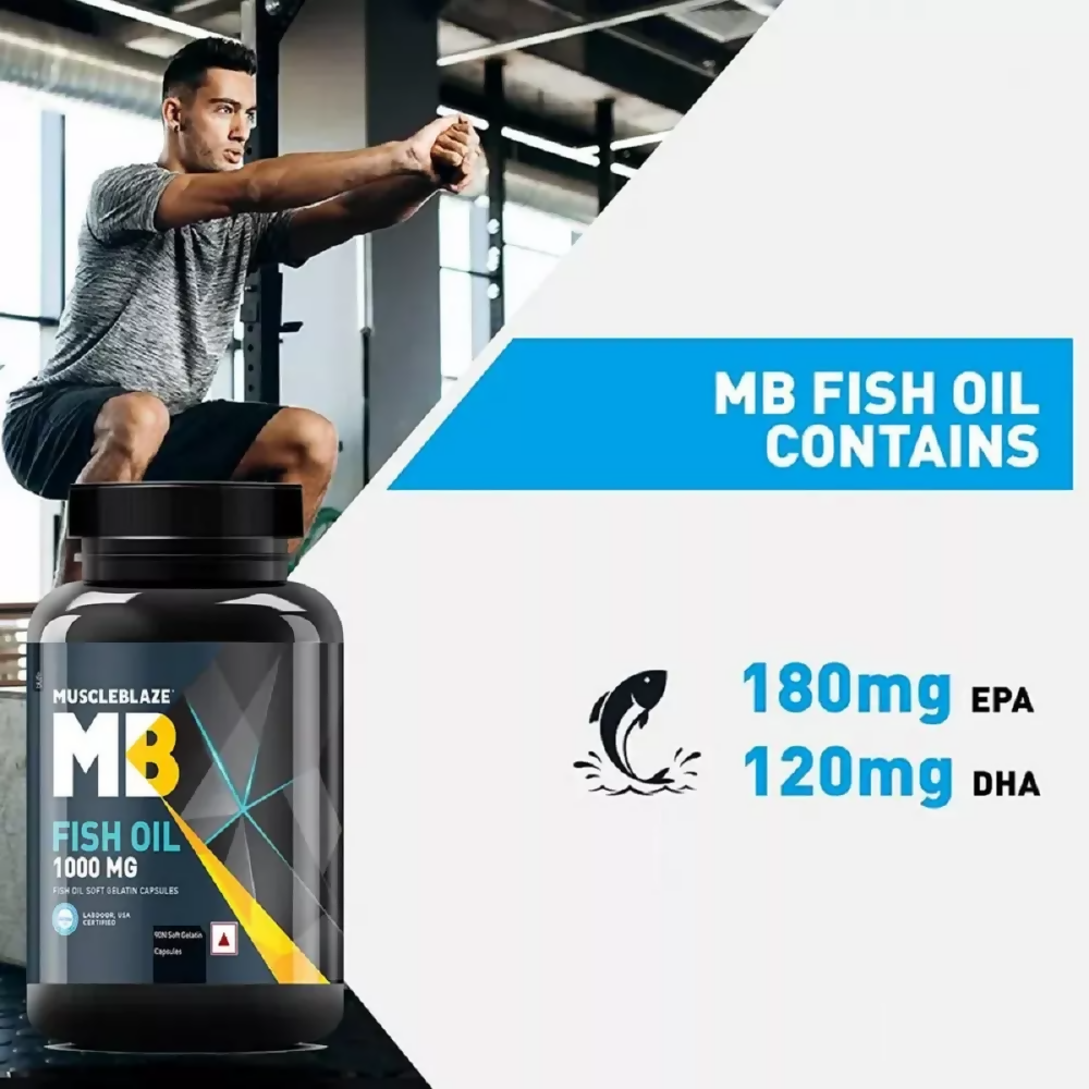 MuscleBlaze Fish Oil 1000 Mg Capsules | Swadesiicart