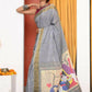 Very Much Indian Handloom Grey Cotton Paithani With Radha Krishna Pallu | Swadesiicart