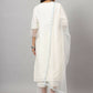 Juniper Women's White Chinnon Solid Embroidered Kurta Set | Swadesiicart
