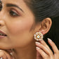 Nuyug 22K Gold-Plated Pink Kundan Studded & Beaded Floral Shaped Studs | Swadesiicart
