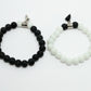 NVR Men & Women Set of 2 Black & White Onyx Handcrafted Elasticated Bracelet - Swadesiicart