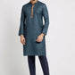 Ethnic India Blue Men's Kurta Ethnic Motifs Polyester | Swadesiicart
