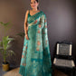Joban Fashion Teal Floral Motifs Banarasi Silk Sarees | Swadesiicart