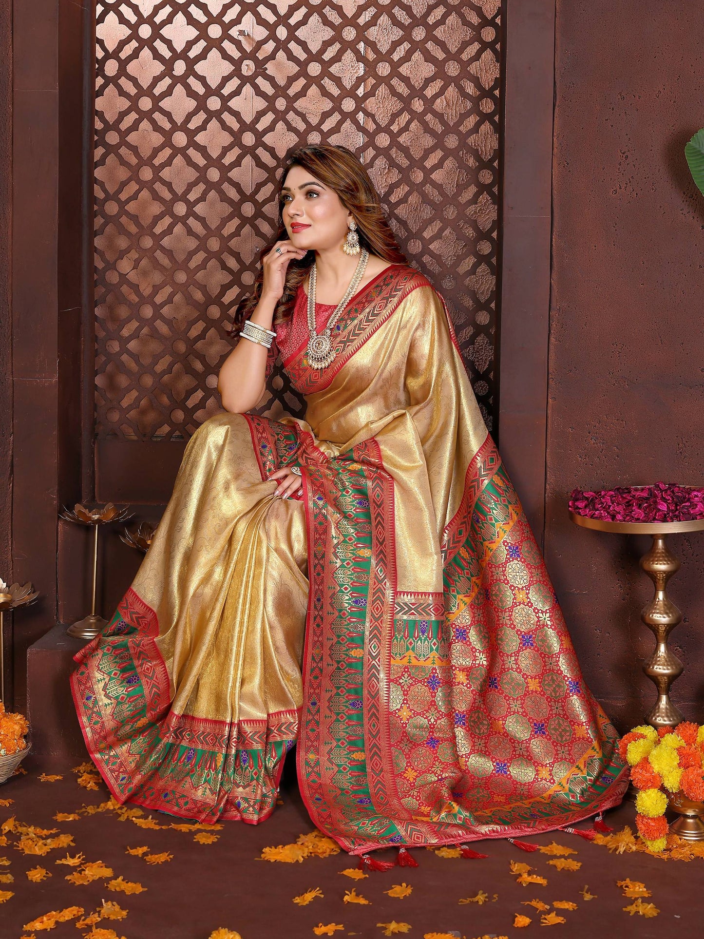 Aastha Fashion Gold Tissue Silk Weaving Saree