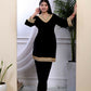 Miravan Women's Black Velvet Dreams Embroidered Co-ord Set - Swadesiicart