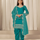 Anaita Turquoise Roman Silk Stitched Suit with Embroidery & Real Mirror Work