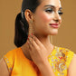 Ruby Raang Gold Long Kundan & Pearl Dangler Earrings | Swadesiicart