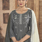 Jyoti Fashion Women's Grey Pure Viscose Weaving Stripe with Embroidery Kurta Set | Swadesiicart