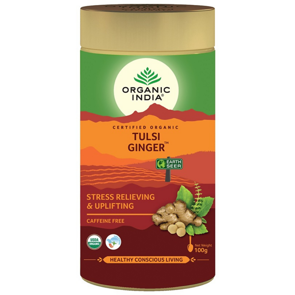 Organic India Tulsi Ginger Green Tea | Certified Organic Immunity & Digestion Tea