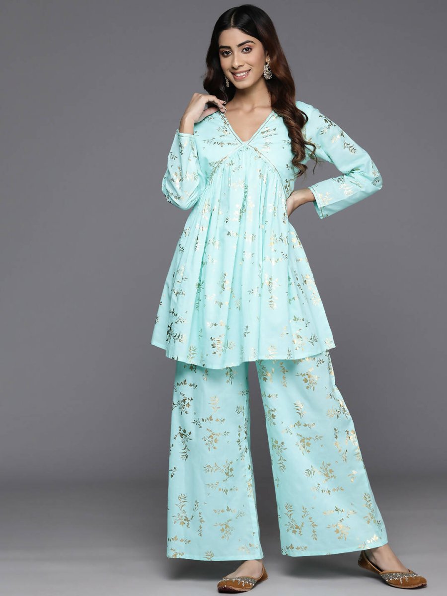 Ahalyaa Women's Traditional Wear Co-ods - Blue | Swadesiicart