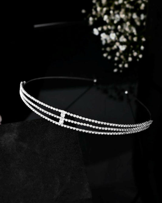 VOJ Silver Plated AD Stone Studded Hair Band | Swadesiicart
