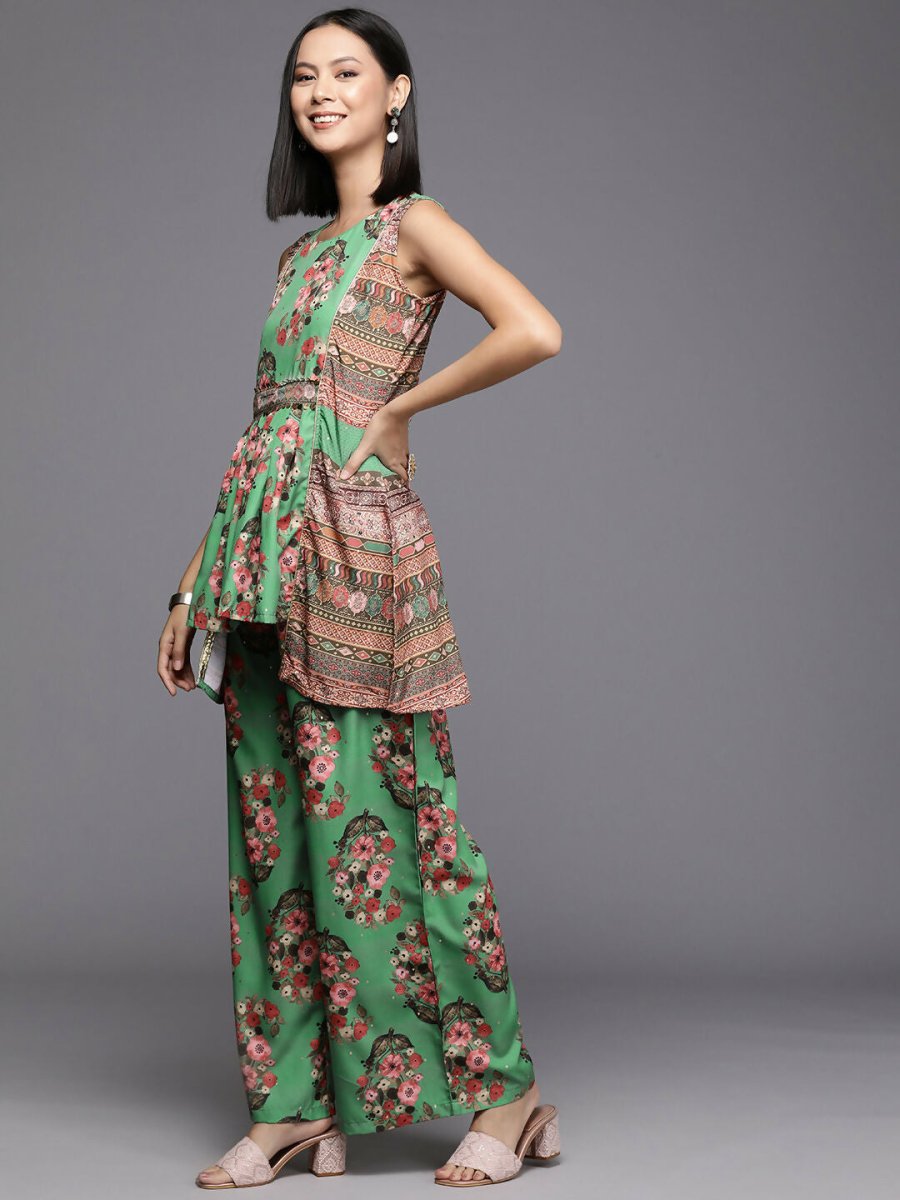 Ahalyaa Women's Traditional Wear Co-ods - Green - Swadesiicart