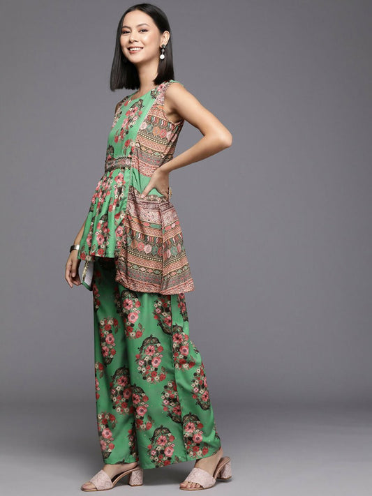 Ahalyaa Women's Traditional Wear Co-ods - Green - Swadesiicart