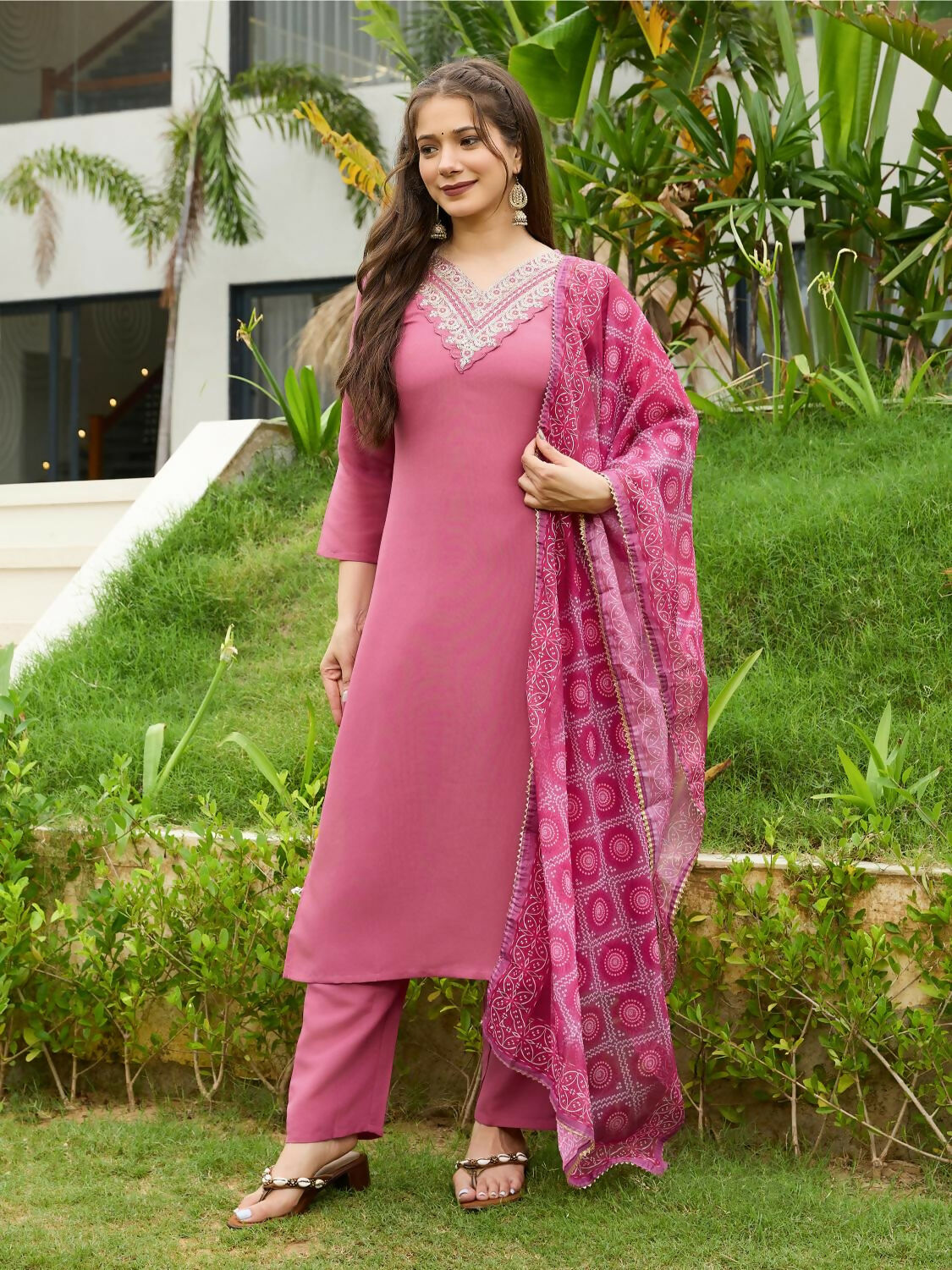 The52 Gajri Women's Beautiful Embroidered Rayon Fabric with Straight Kurta, Pant and Dupatta Set - Swadesiicart