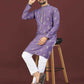 Anaita Purple Embroidered Silk Straight Kurta