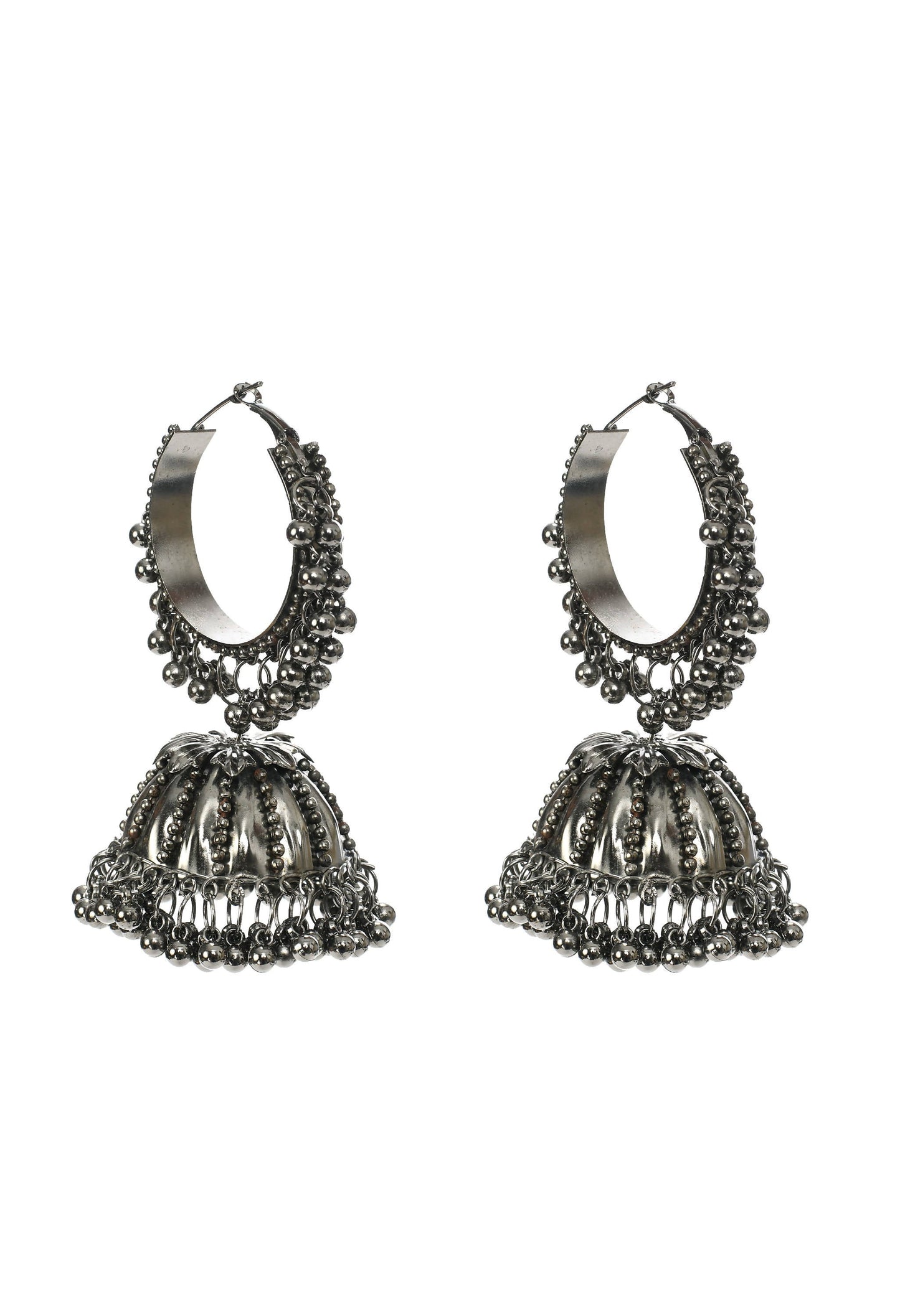 Mominos Fashion Johar Kamal Oxidised Black-Plated With Ghungroo Jhumkas - Mominos Fashion