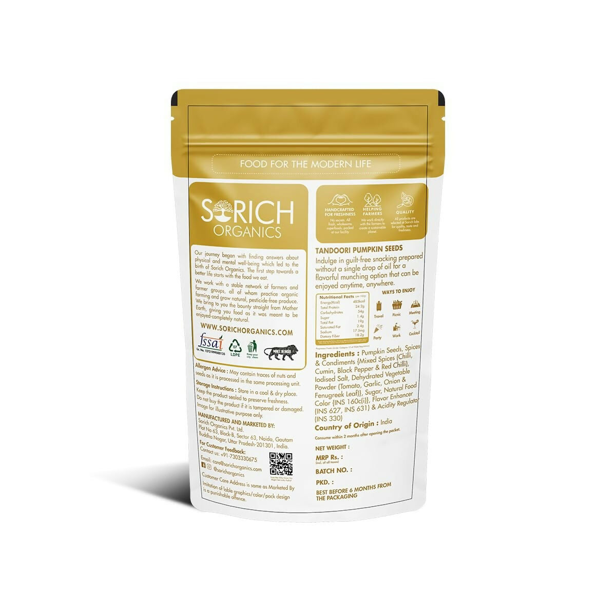Sorich Organics Tandoori Pumpkin Seeds | Swadesiicart