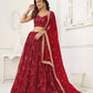 Aastha Fashion Maroon Butterfly Net Tone To Tone Thread Work, Sequence Work And Original Mirror Work Embroidery Wedding Wear Lehenga Choli
