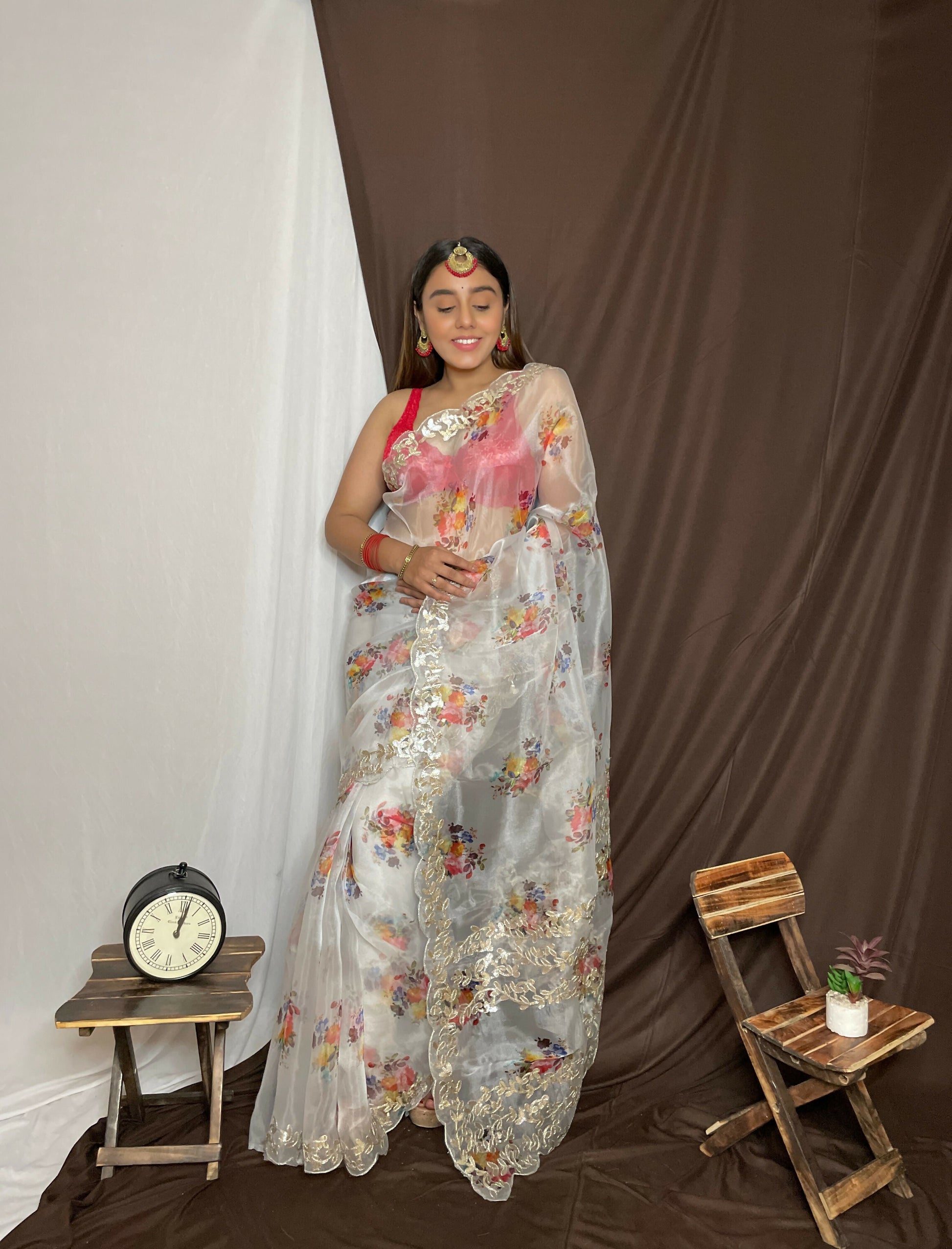 Vamsee Yashodha Yellow Organza Saree - Swadesiicart